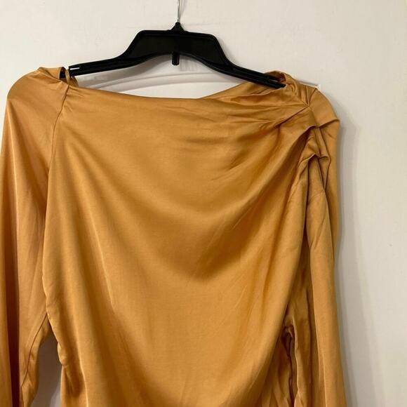 A.L.C NWT Jaime Ruched One Shoulder Top in Tawny/Gold Size 10 - Picture 8 of 14